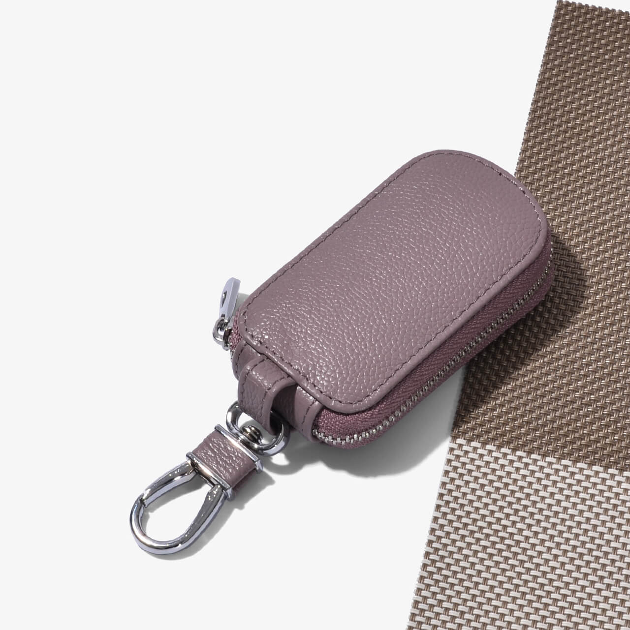 【全車種対応】レザーカラビナジッパースマートキーケース