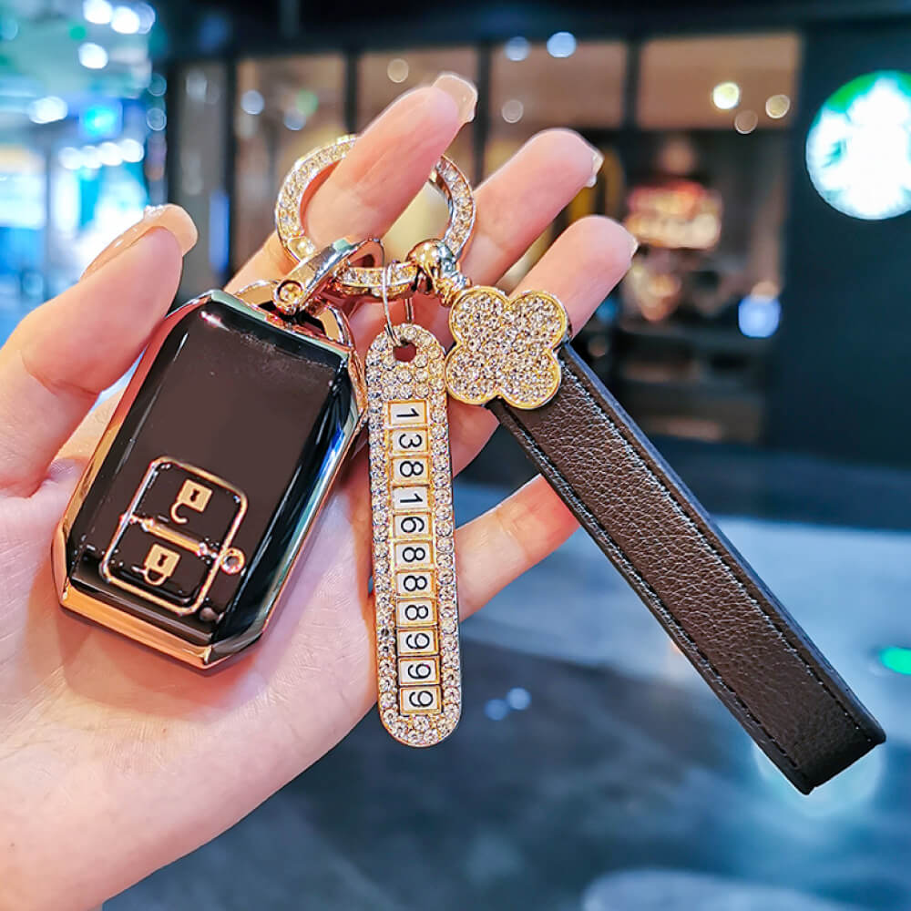 【スズキ】ナンバーカスタム可！ナンバープレート＆チャームストラップ付きスマートキーケース 〔Bタイプ〕