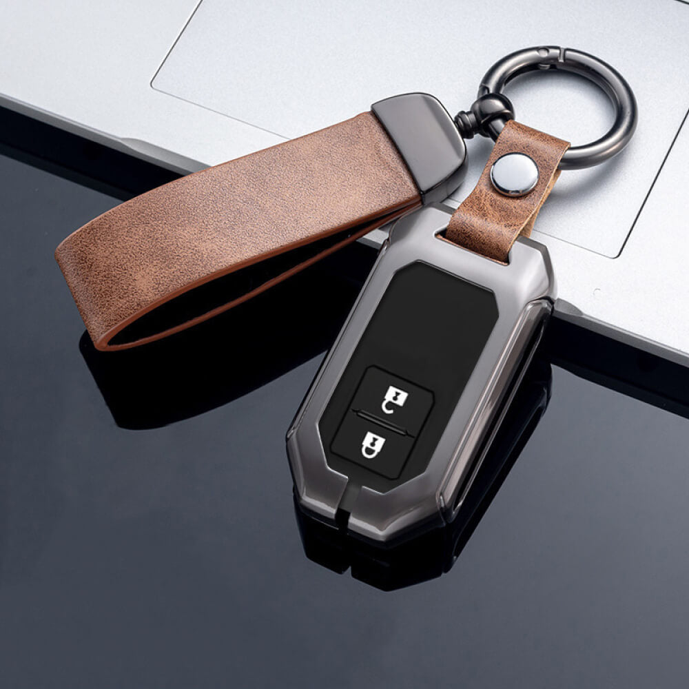 【スズキ】ストラップ・キーリング付きメタリックスマートキーケース〔Bタイプ〕