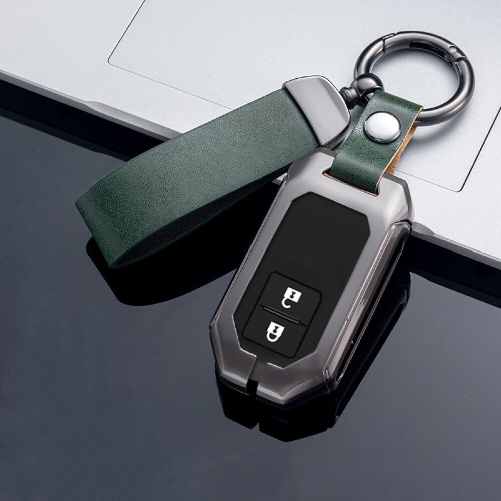 【スズキ】ストラップ・キーリング付きメタリックスマートキーケース〔Bタイプ〕