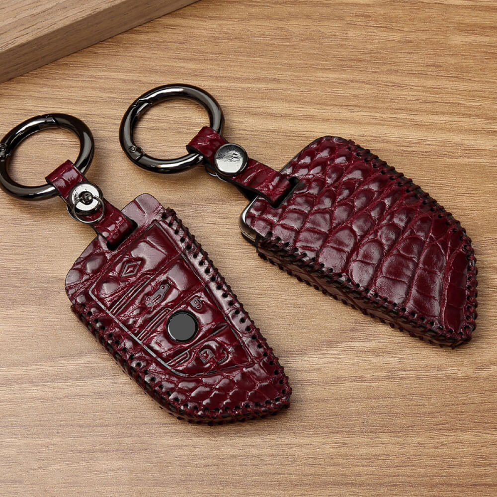 【BMW】クロコデザインレッドレザーキーケース【3シリーズ Xシリーズ】