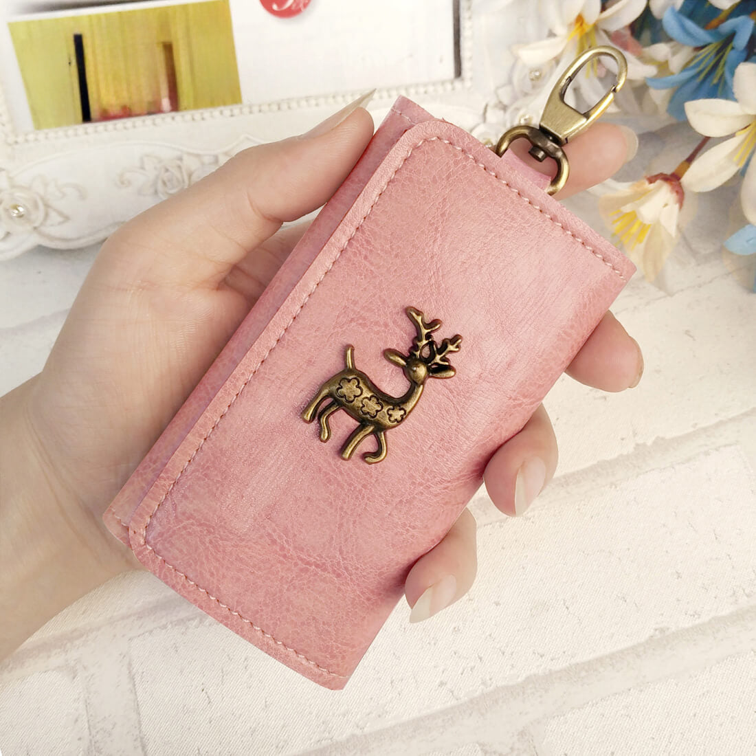 【全車種】免許証が入る★レザー三つ折りタイプスマートキーケース