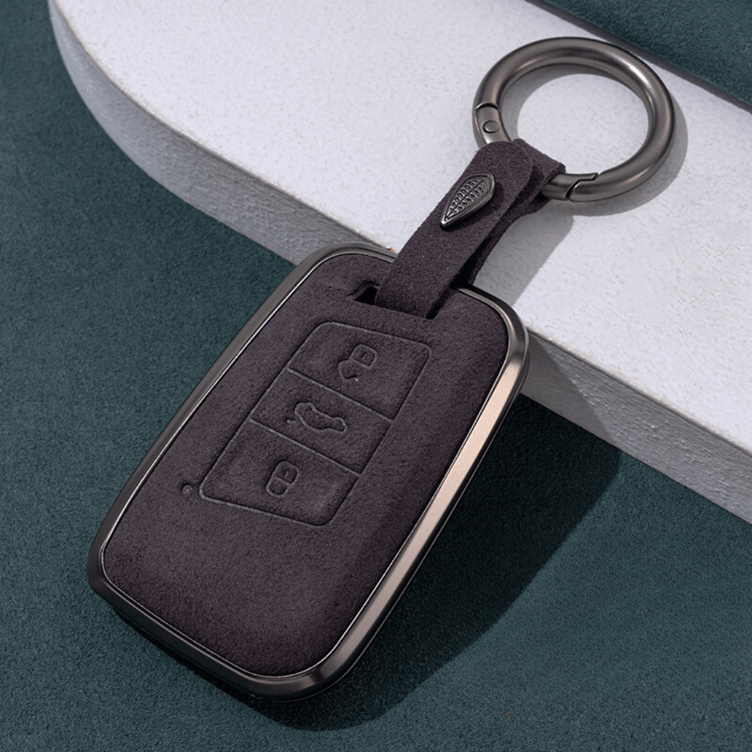 NEW【フォルクスワーゲン】キーリング付きメタルバンパースウェードスマートキーケース Volkswagen〔Bタイプ〕
