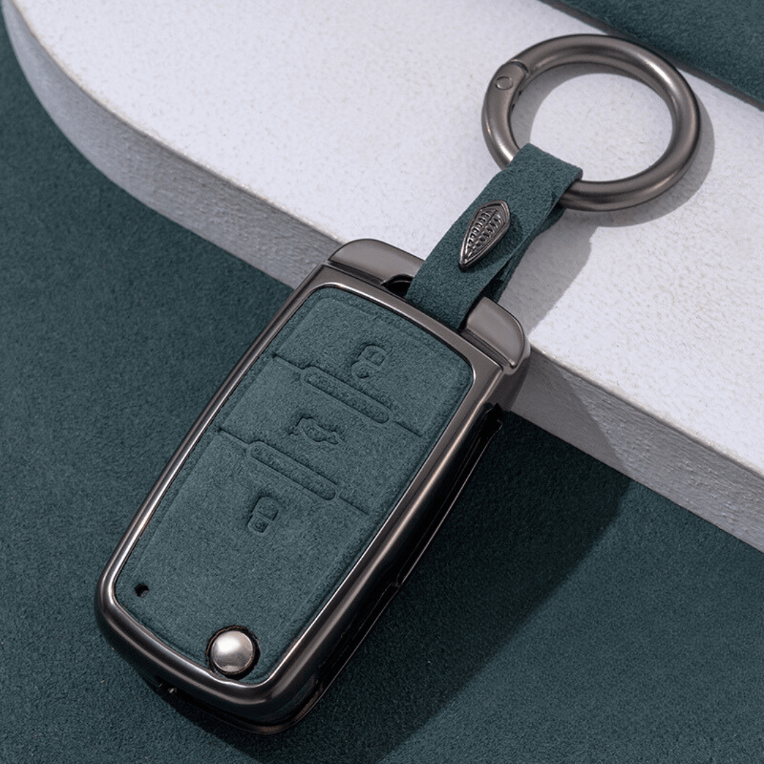 NEW【フォルクスワーゲン】キーリング付メタルバンパースウェードスマートキーケース［Dタイプ］