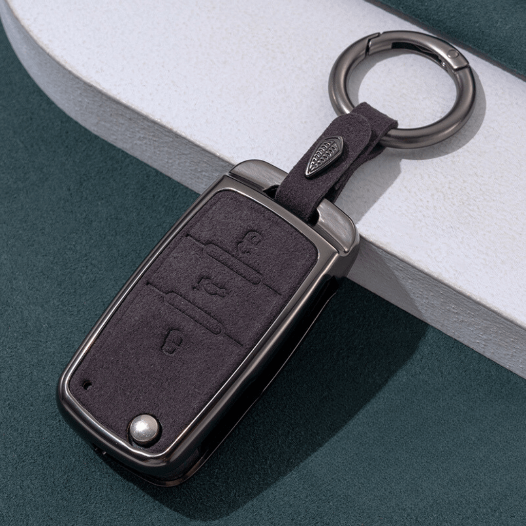NEW【フォルクスワーゲン】キーリング付メタルバンパースウェードスマートキーケース［Dタイプ］