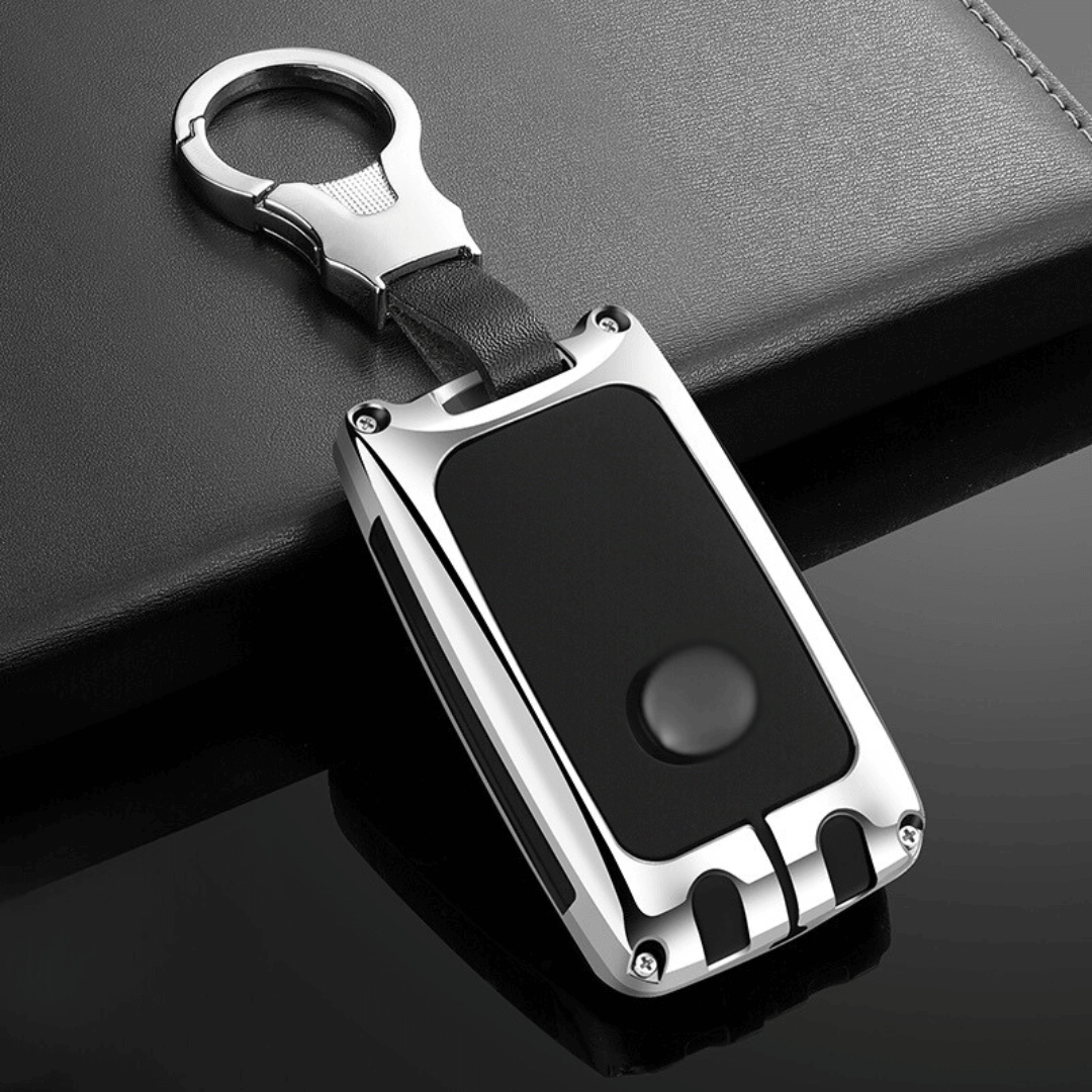 【マツダ】メタリックシルバーバックルスマートキーケース キーリング付き〔Bタイプ〕