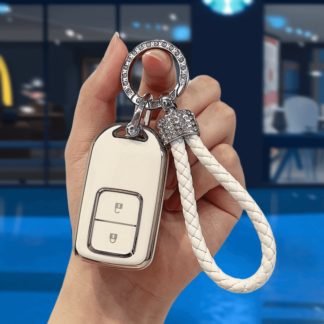 【ホンダ】ストラップ付きホワイトスマートキーケース〔Aタイプ〕