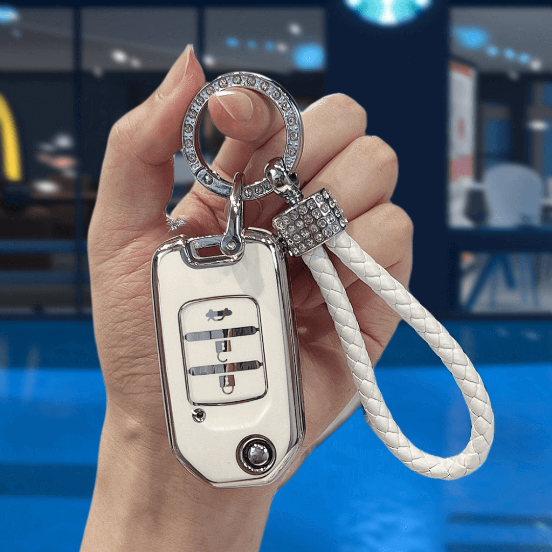 【ホンダ】ストラップ付きホワイトスマートキーケース〔Aタイプ〕