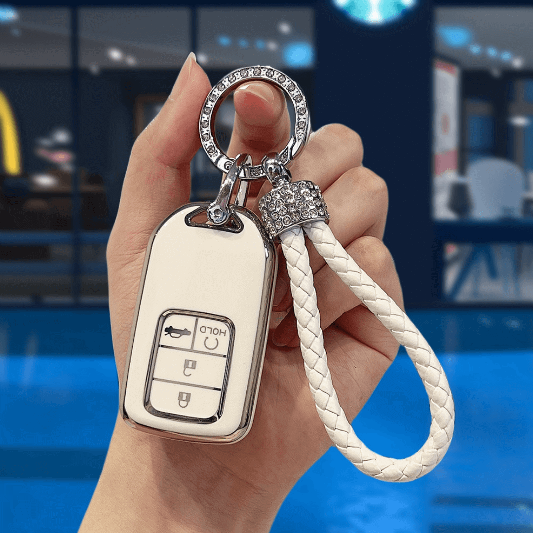 【ホンダ】ストラップ付きホワイトスマートキーケース〔Aタイプ〕