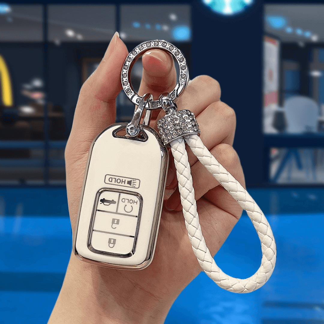 【ホンダ】ストラップ付きホワイトスマートキーケース〔Aタイプ〕