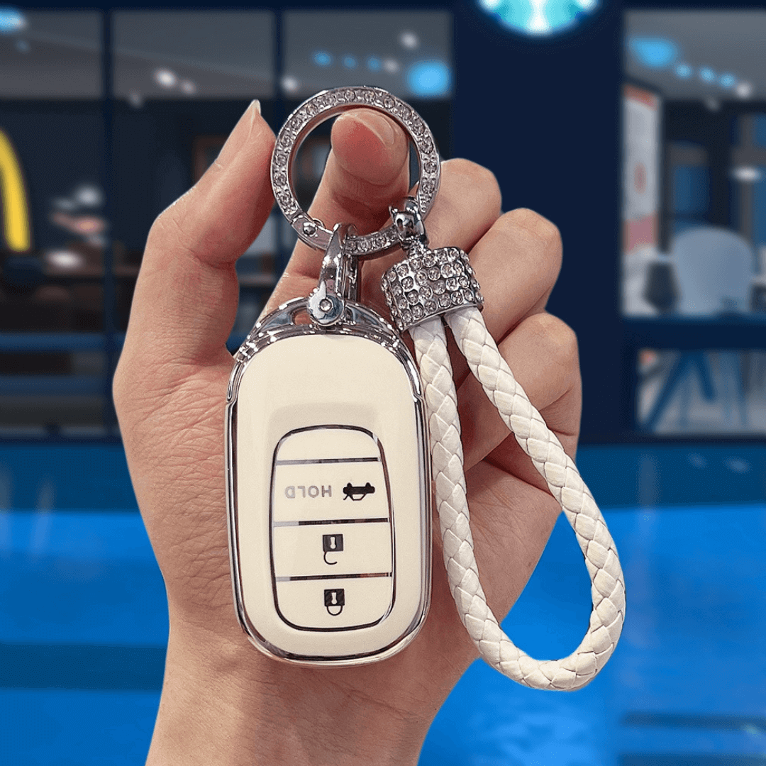 【ホンダ】ストラップ付きホワイトスマートキーケース〔Bタイプ〕