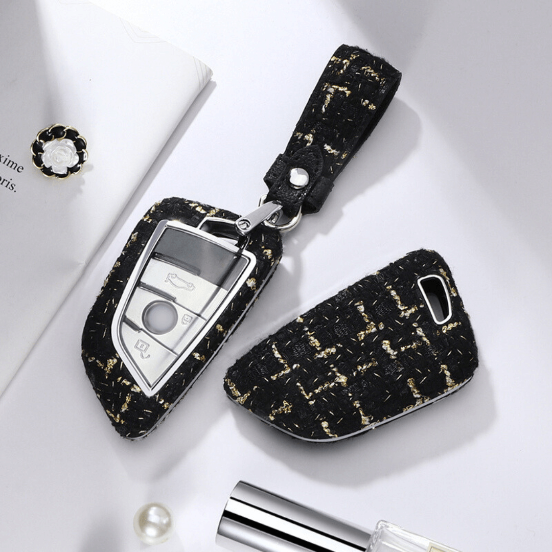 【BMW】ツイード柄ストラップ付きスマートキーケース 〔Aタイプ〕