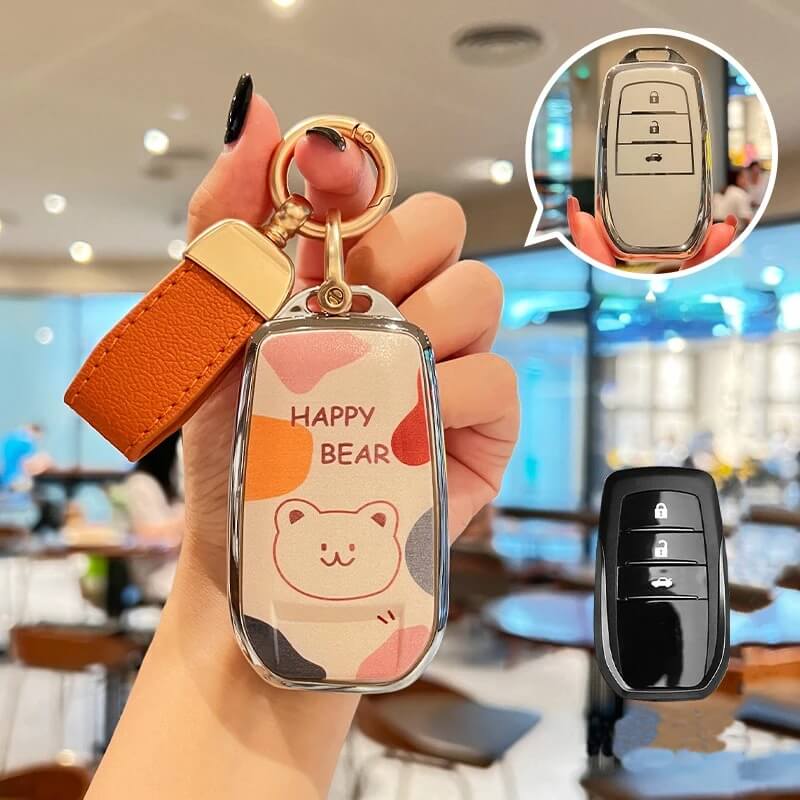 【トヨタ】ストラップ&キーリング付きハッピーベアキーケース〔Eタイプ〕