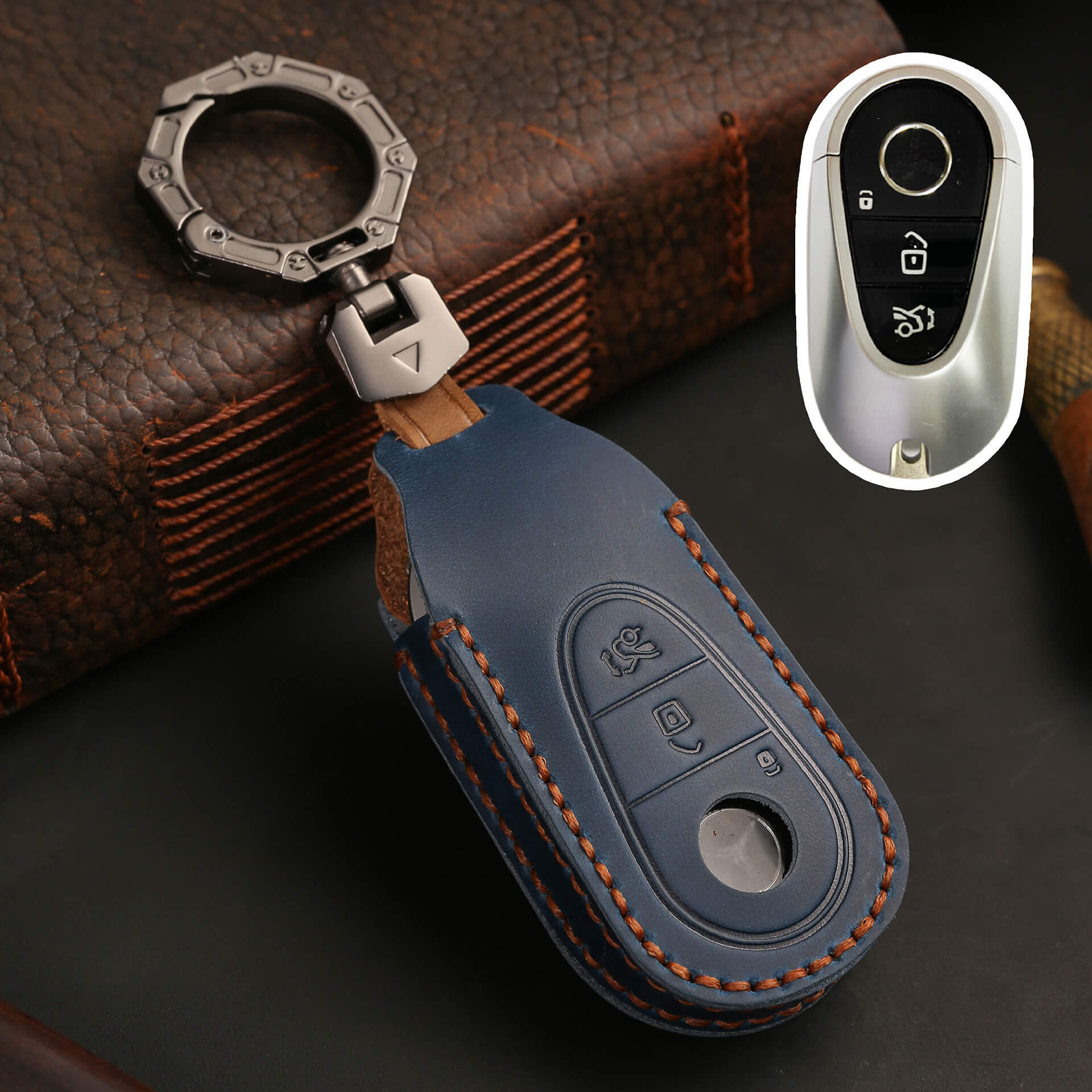 【ベンツ】キーリング付きレザーキーケース 〔Aタイプ〕