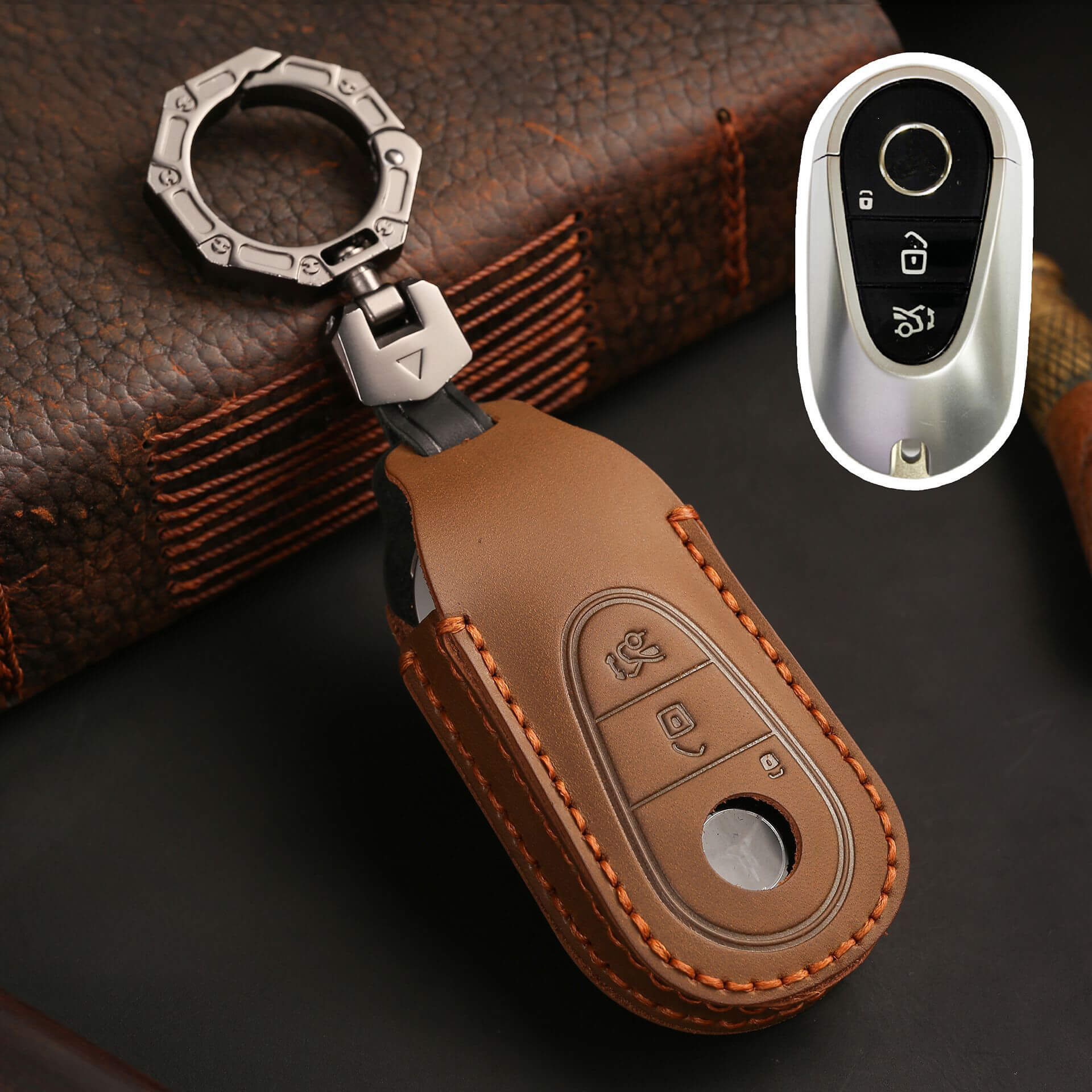 【ベンツ】キーリング付きレザーキーケース 〔Aタイプ〕