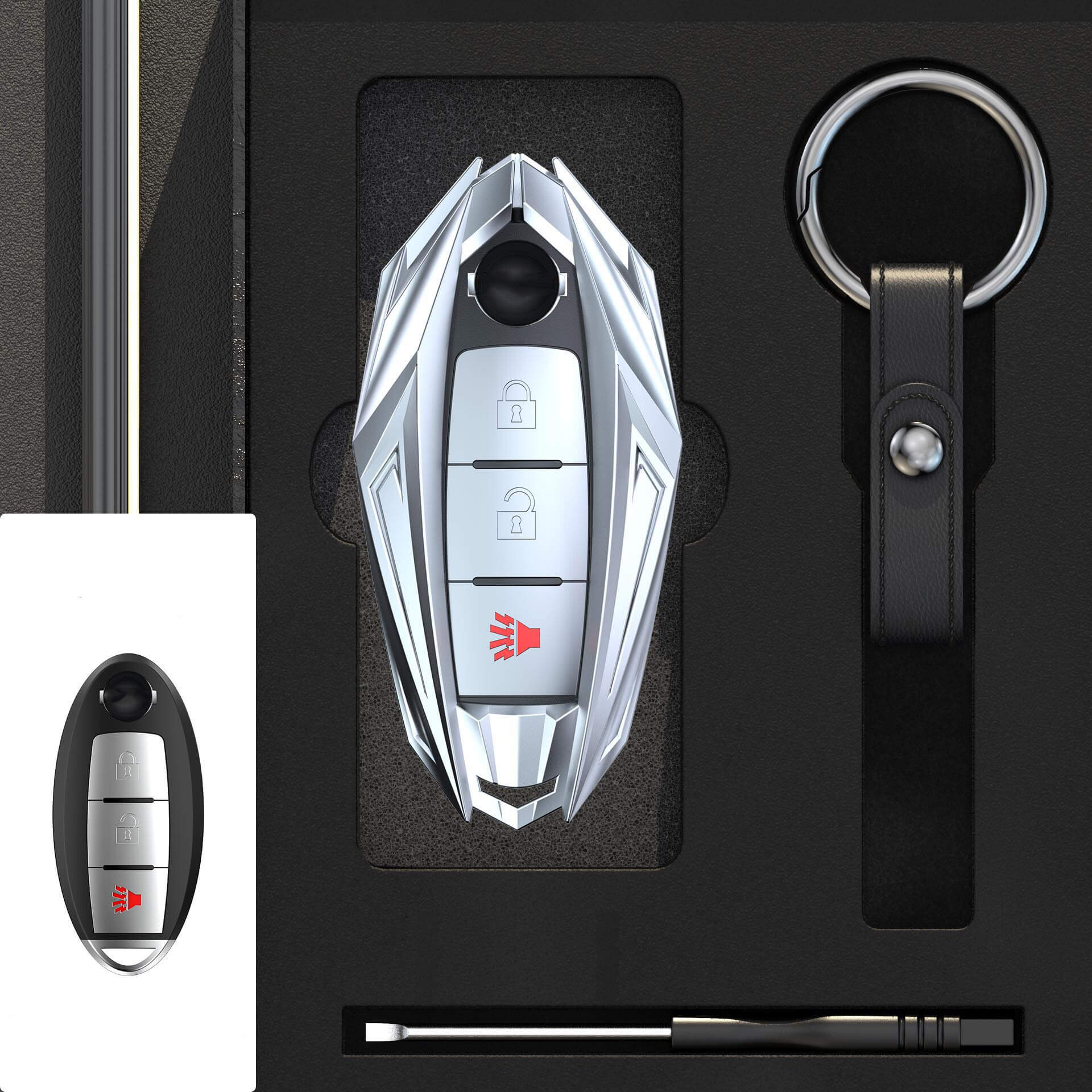 【日産】キーリング付きメタリックカバーキーケース 〔Aタイプ〕