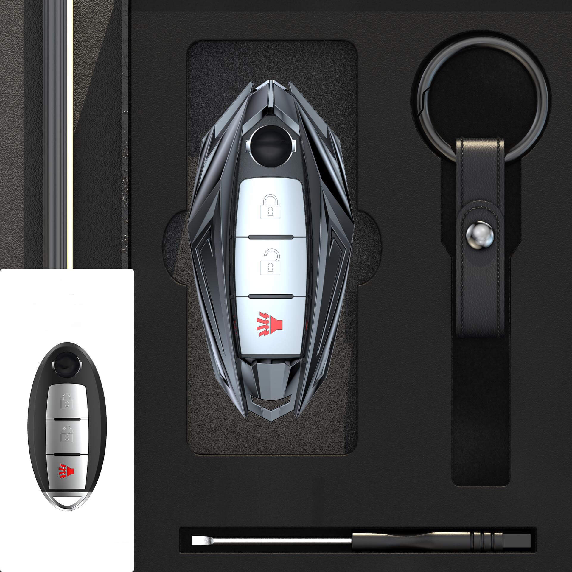 【日産】キーリング付きメタリックカバーキーケース 〔Aタイプ〕