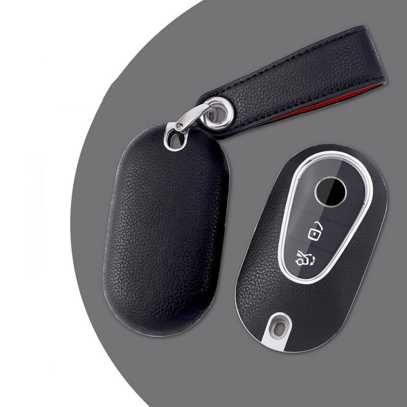 【ベンツ】ストラップ付き革柄キーケース 〔Aタイプ〕