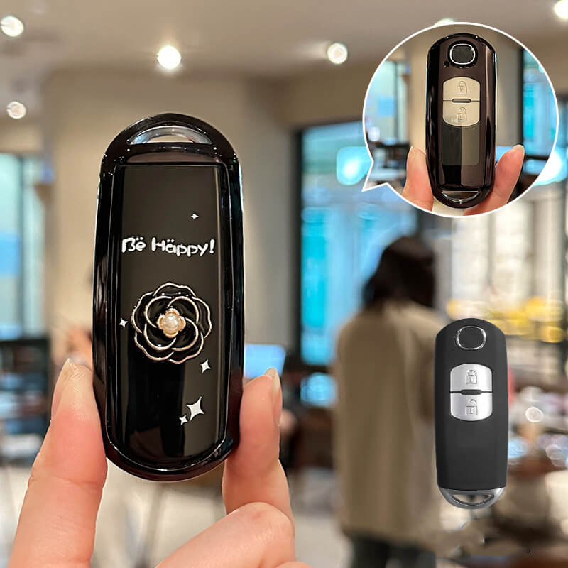 【マツダ】キーリング付きブラックキーケース 〔Aタイプ〕