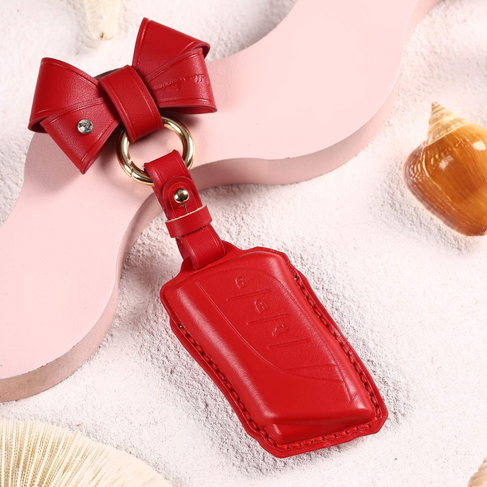 【レクサス】パステルカラーリボンリングレザーキーケース 〔Aタイプ〕