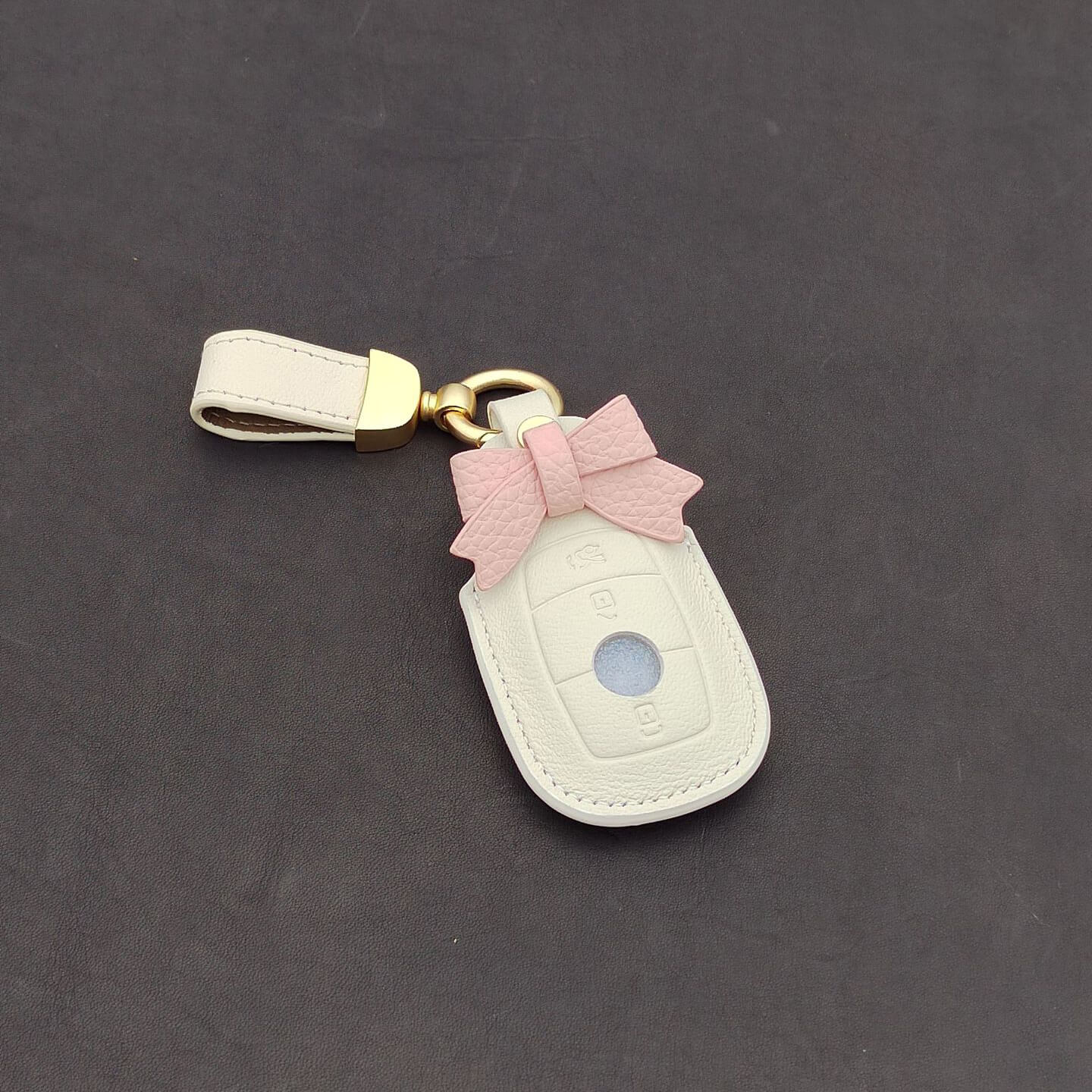 【ベンツ】リボン付きレザーカバーキーケース 〔Bタイプ〕