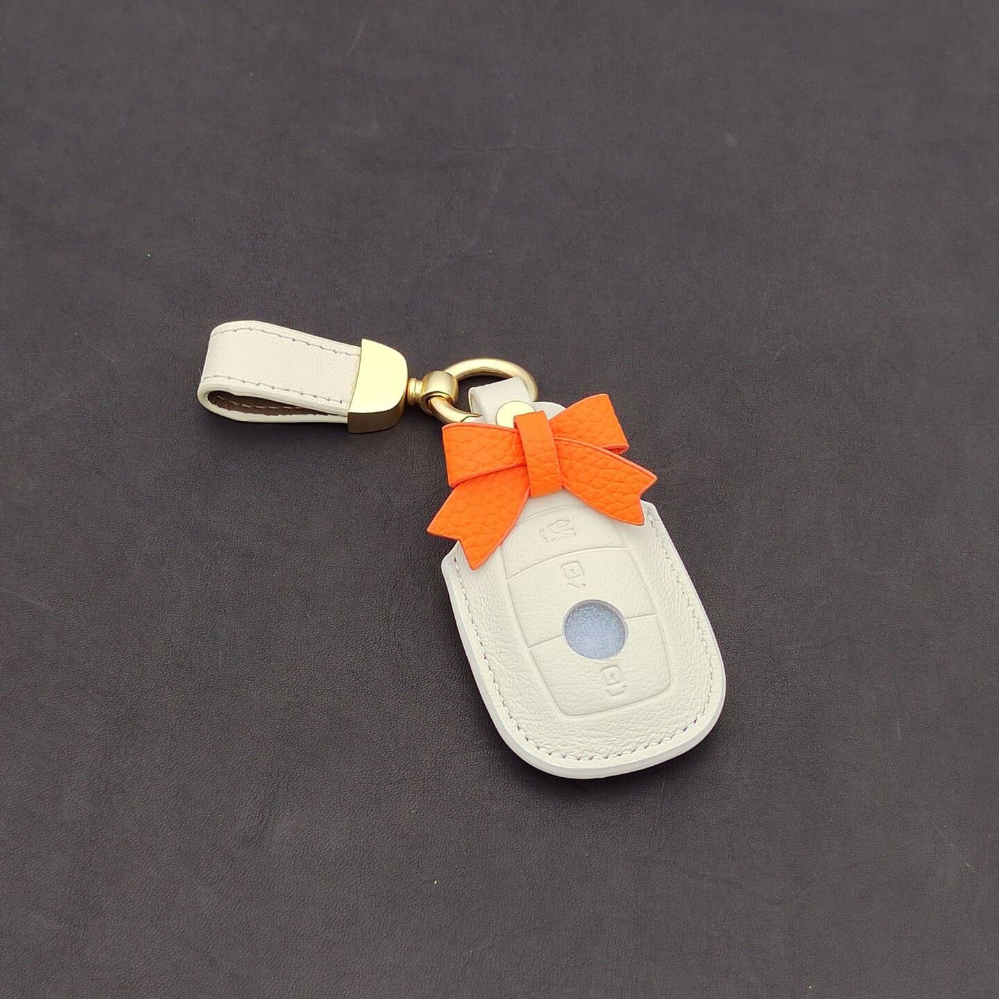 【ベンツ】リボン付きレザーカバーキーケース 〔Bタイプ〕