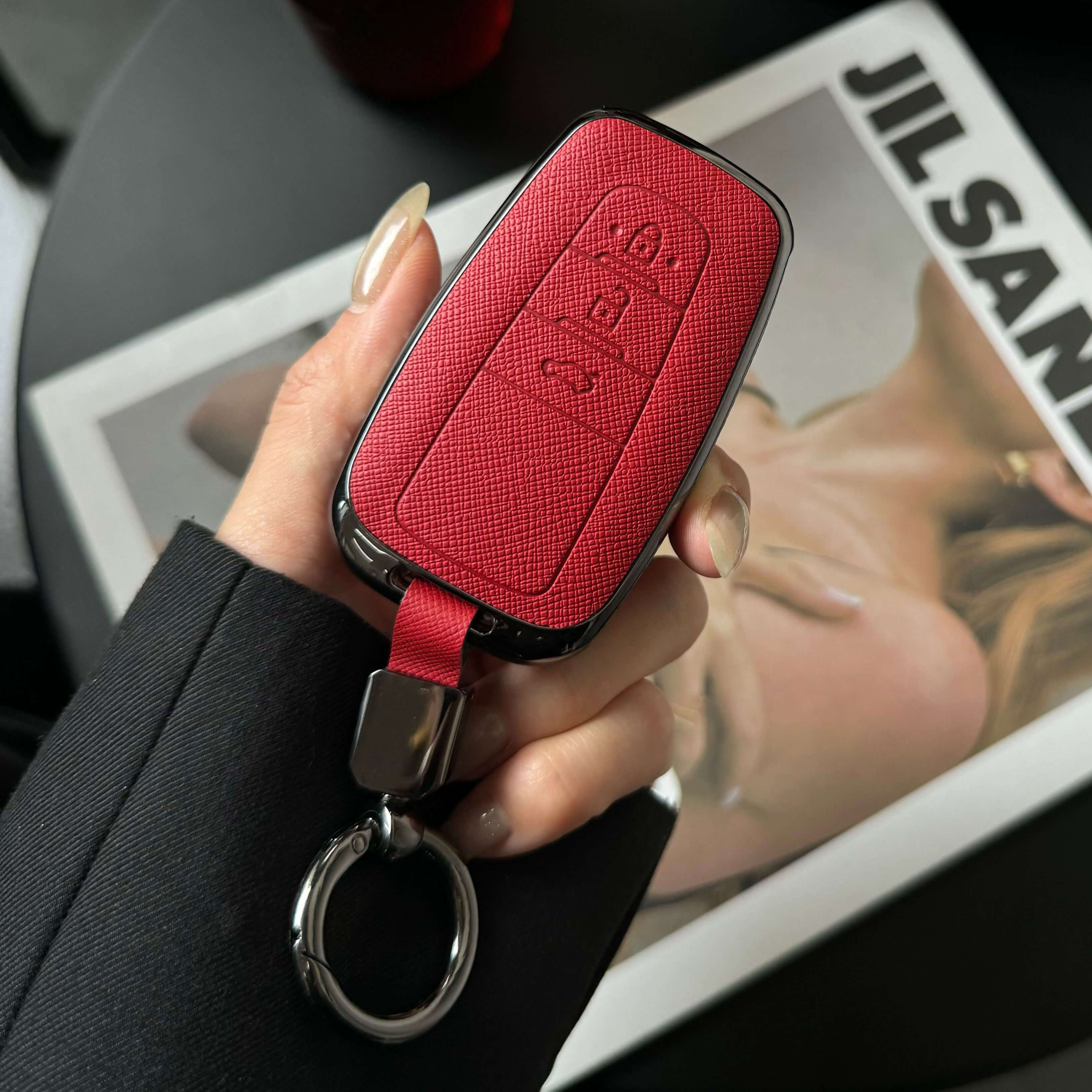 【トヨタ】キーリング付きメタルカバーレザーキーケース〔Fタイプ〕