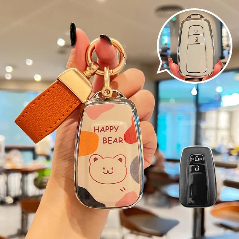 【トヨタ】ストラップ&キーリング付きハッピーベアキーケース〔Fタイプ〕