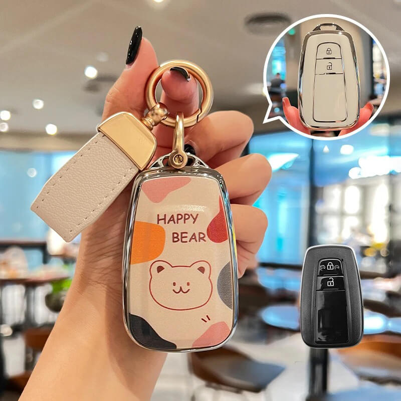 【トヨタ】ストラップ&キーリング付きハッピーベアキーケース〔Fタイプ〕