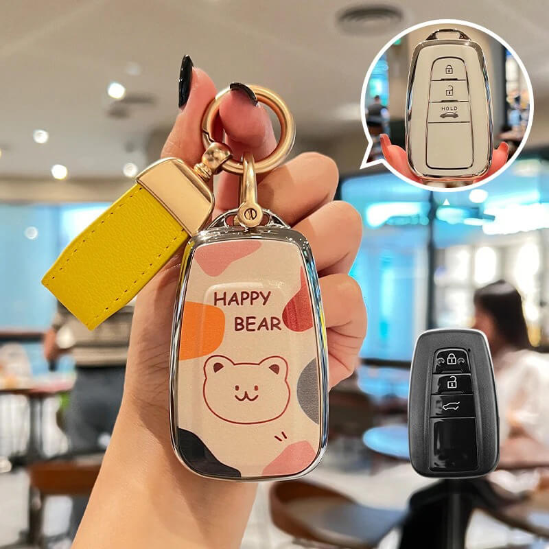 【トヨタ】ストラップ&キーリング付きハッピーベアキーケース〔Fタイプ〕