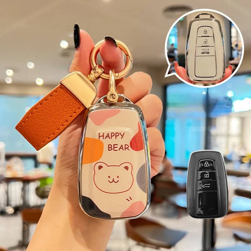 【トヨタ】ストラップ&キーリング付きハッピーベアキーケース〔Fタイプ〕