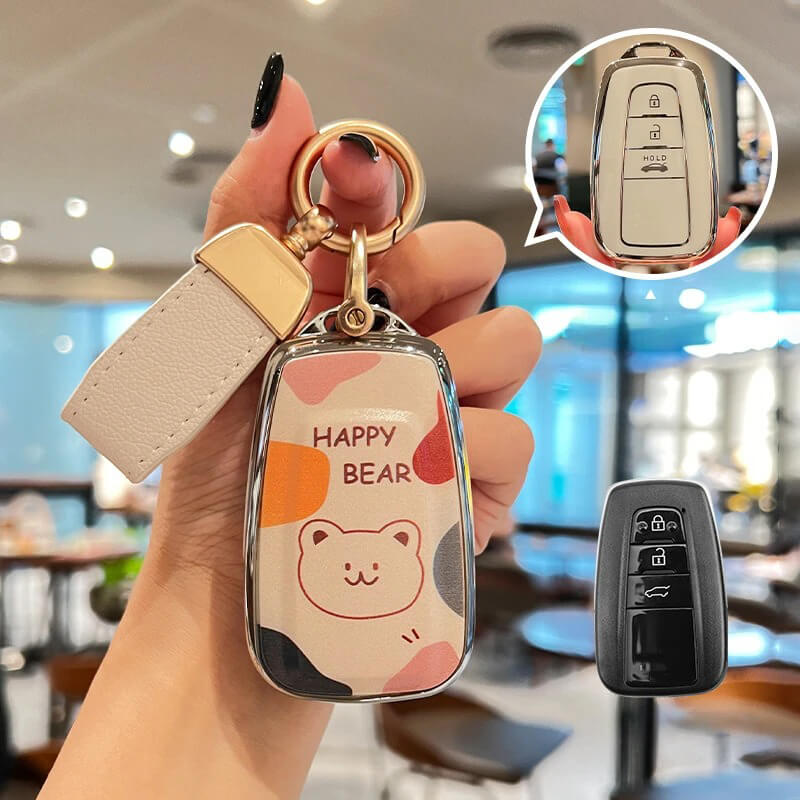 【トヨタ】ストラップ&キーリング付きハッピーベアキーケース〔Fタイプ〕