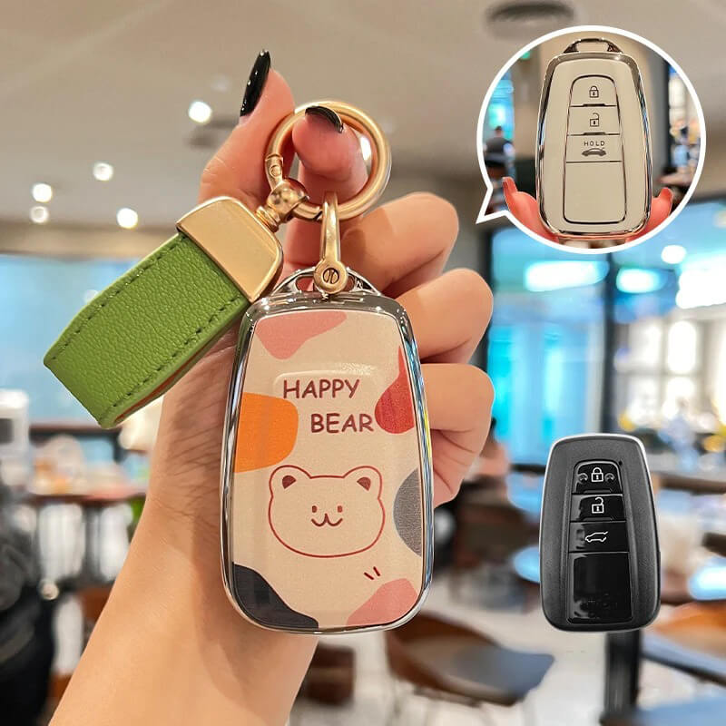 【トヨタ】ストラップ&キーリング付きハッピーベアキーケース〔Fタイプ〕