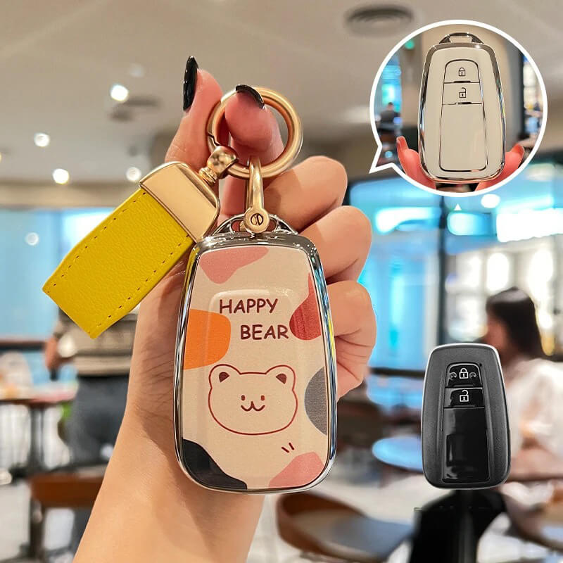 【トヨタ】ストラップ&キーリング付きハッピーベアキーケース〔Fタイプ〕