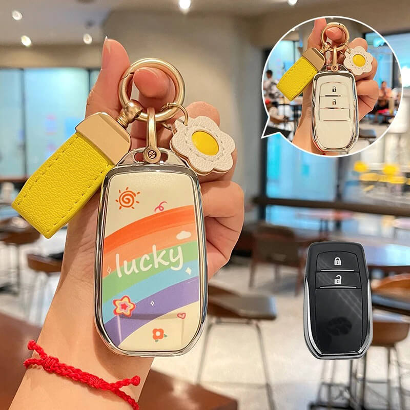 【トヨタ】ストラップ&キーリング付きラッキーレインボーキーケース〔Eタイプ〕