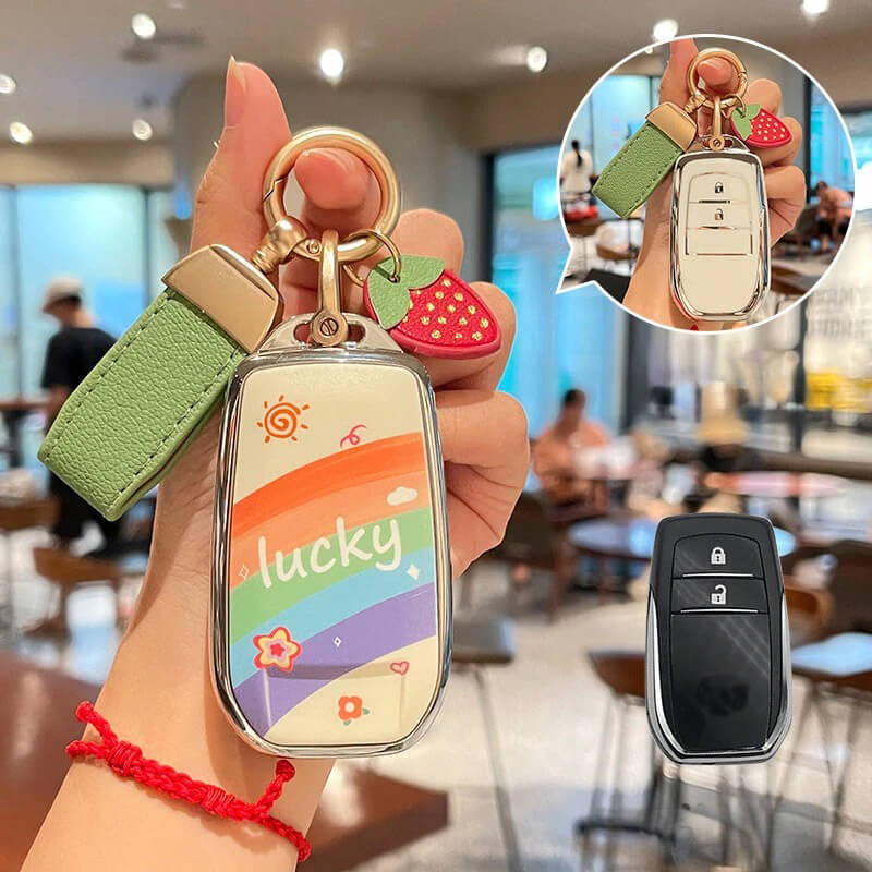 【トヨタ】ストラップ&キーリング付きラッキーレインボーキーケース〔Eタイプ〕