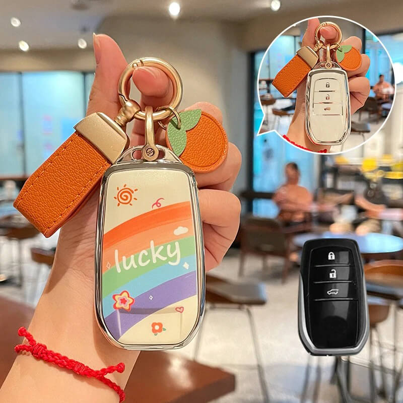 【トヨタ】ストラップ&キーリング付きラッキーレインボーキーケース〔Eタイプ〕