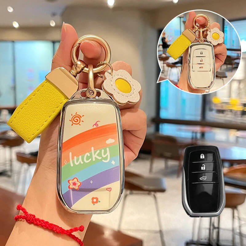 【トヨタ】ストラップ&キーリング付きラッキーレインボーキーケース〔Eタイプ〕