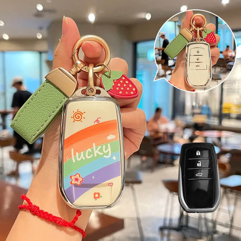 【トヨタ】ストラップ&キーリング付きラッキーレインボーキーケース〔Eタイプ〕