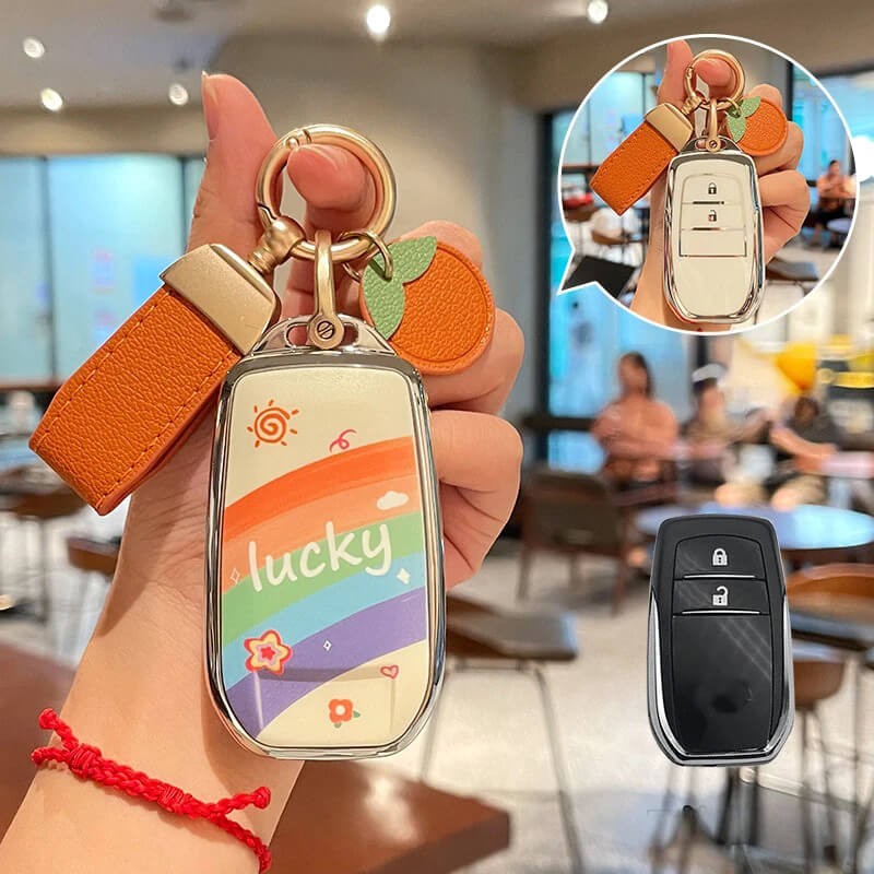 【トヨタ】ストラップ&キーリング付きラッキーレインボーキーケース〔Eタイプ〕