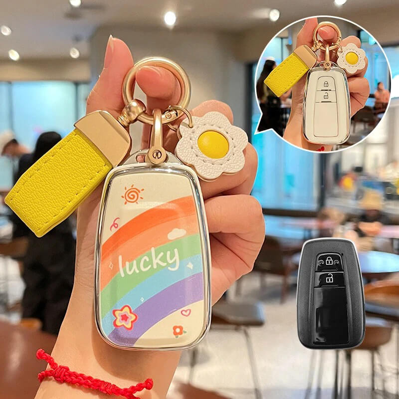 【トヨタ】ストラップ&キーリング付きラッキーレインボーキーケース〔Fタイプ〕