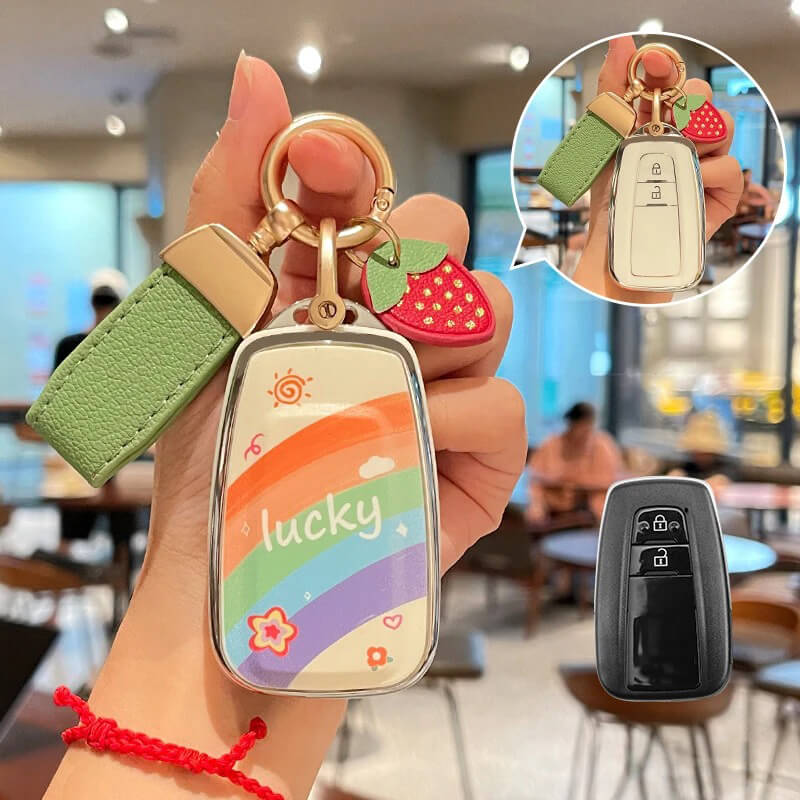 【トヨタ】ストラップ&キーリング付きラッキーレインボーキーケース〔Fタイプ〕