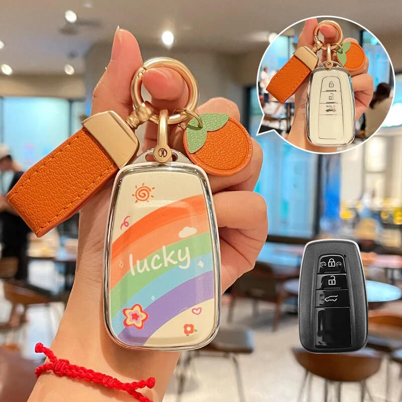 【トヨタ】ストラップ&キーリング付きラッキーレインボーキーケース〔Fタイプ〕
