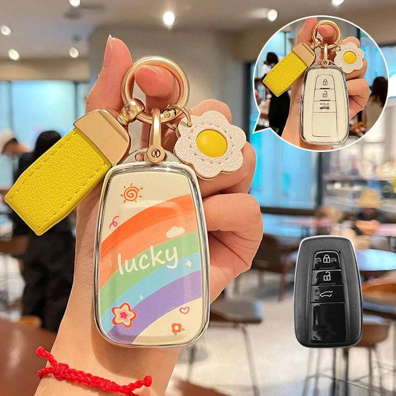 【トヨタ】ストラップ&キーリング付きラッキーレインボーキーケース〔Fタイプ〕