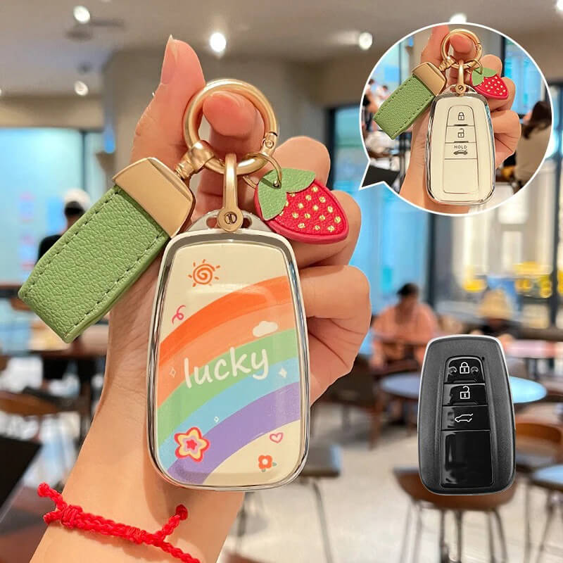 【トヨタ】ストラップ&キーリング付きラッキーレインボーキーケース〔Fタイプ〕