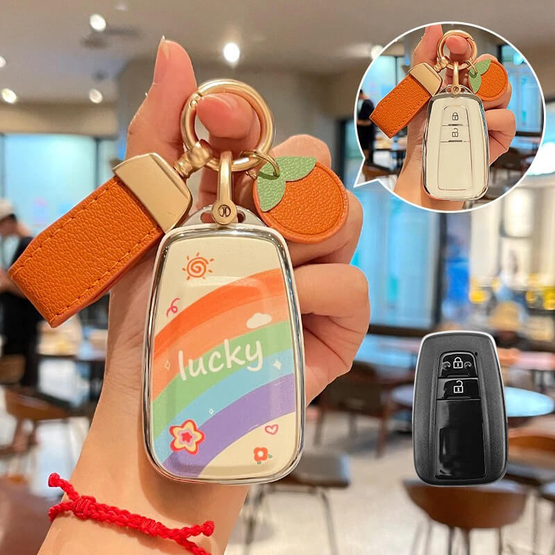 【トヨタ】ストラップ&キーリング付きラッキーレインボーキーケース〔Fタイプ〕