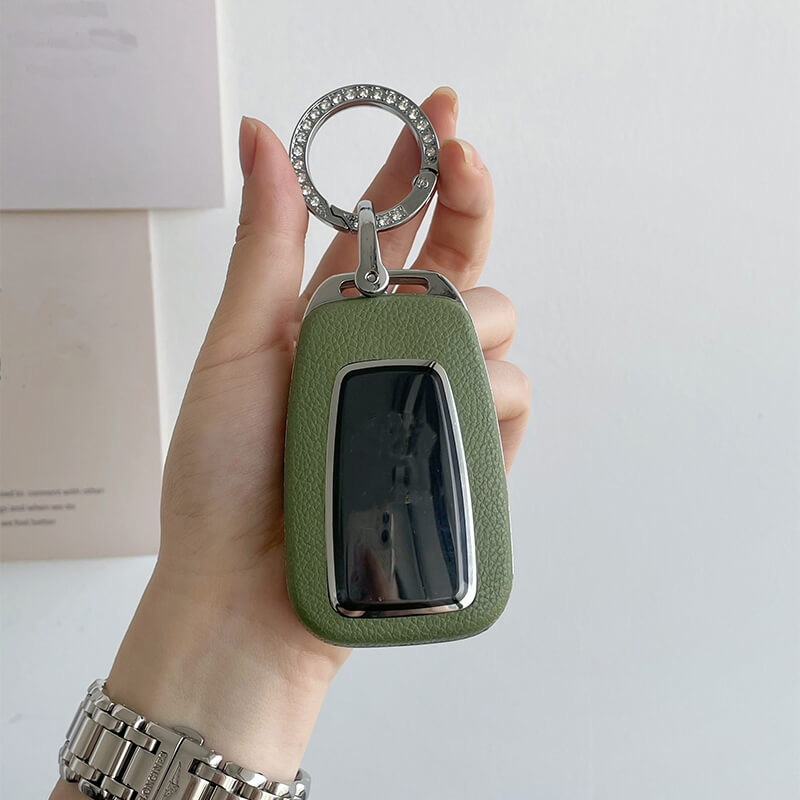 【トヨタ】キーリング付きカーキレザースマートキーケース〔Fタイプ〕