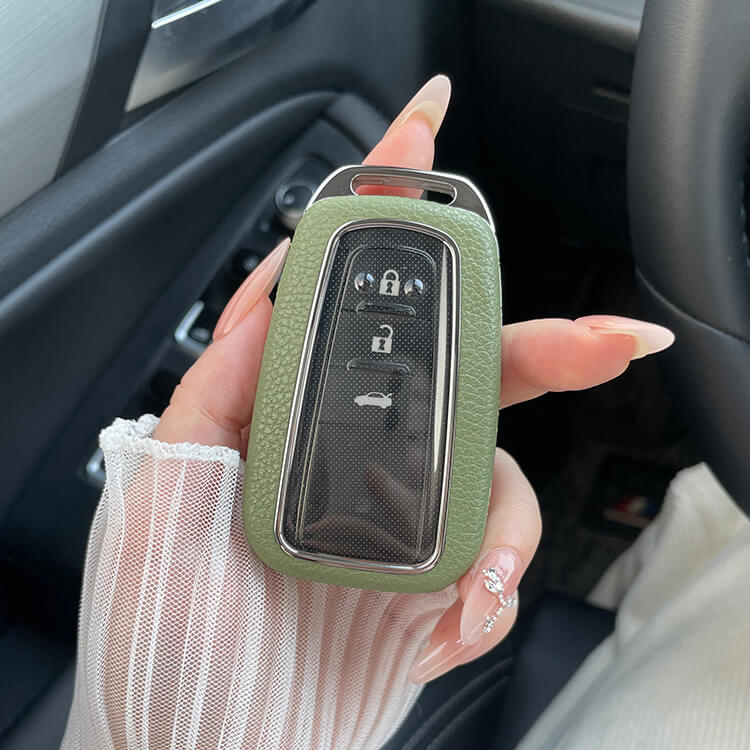 【トヨタ】キーリング付きカーキレザースマートキーケース〔Fタイプ〕