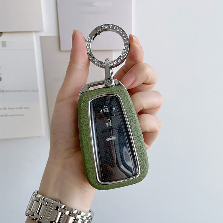 【トヨタ】キーリング付きカーキレザースマートキーケース〔Fタイプ〕