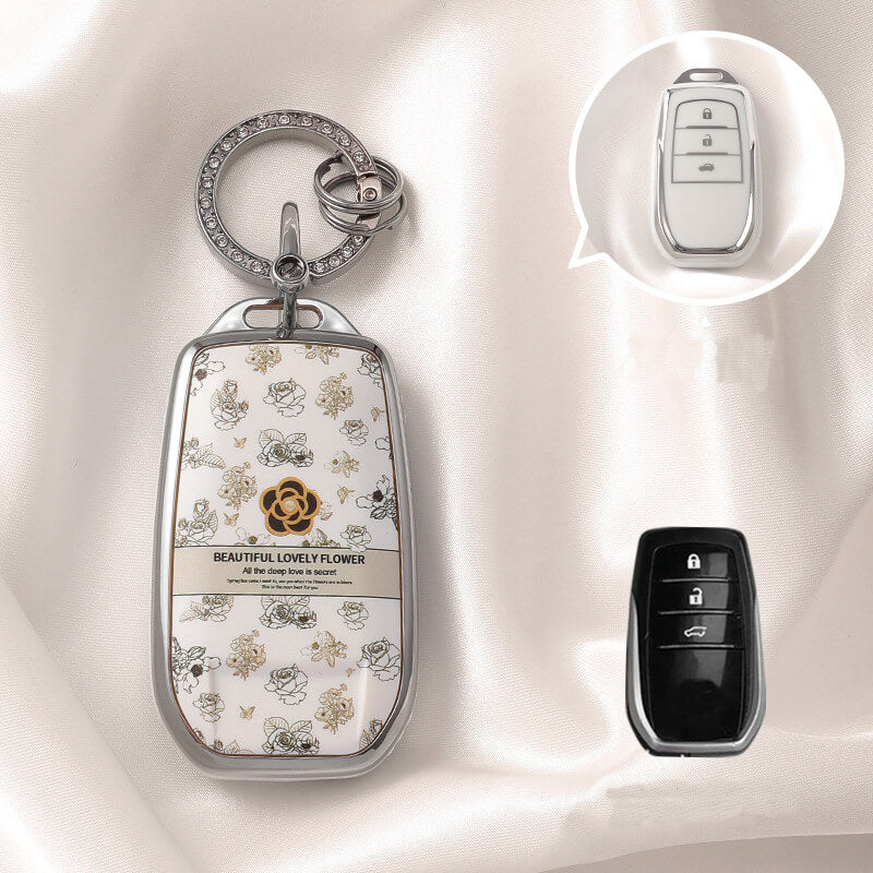 【トヨタ】ホワイトフラワーキーケース〔Eタイプ〕